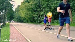 Hidden cam shows Jeny stripping nude in public street