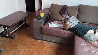 Gay guy licks tattooed pornstar's big ass and wet pussy before intense anal fucking