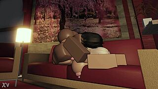 Huge black cock splits open tight pussy with intense moaning in wild apartment futanari scene.