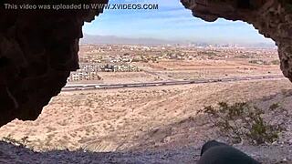 Getting caught giving outdoor public blowjob in a cave leads to intriguing couple cumshot action