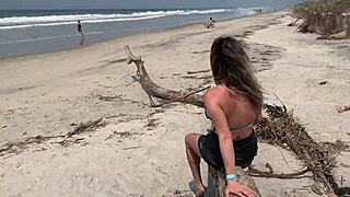 Ejaculation in Front of Everyone on Beach