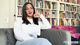 young cute venezuelan alice biancci with big natural tits gives deepthroat handjob and rides torbe until creampie