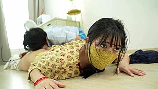 Indian cute maid gets surprisingly horny during her daily working tasks