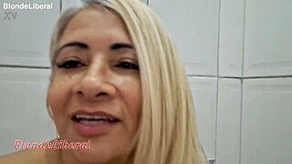 I Feel So Sensual as Blonde Latina Milf Slut Enjoys Bathroom Solo Play