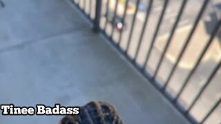 Public Balcony Rimjob Leads To Tinee Badass Pounded By Big Black Cock In Doggystyle Outdoor Sex.