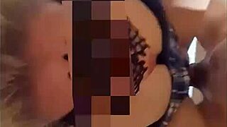 mexican hotwife pam in colegiala outfit gets bareback fucked by monster cock while cuckold husband watches and joins.