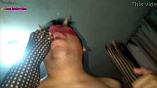 Lingerie and high heels combine with fishnets for a femdom footjob from the latina milf whore