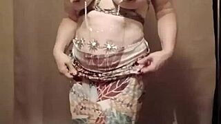 I strip tease sexy as french milf housewife in ripped clothes with buttplug