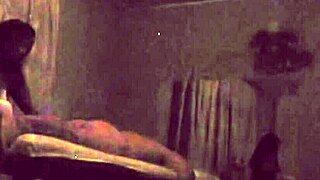 Ebony Massage Therapy Interracial Fuck Caught on Cam with Big Cock Blowjob and Doggystyle