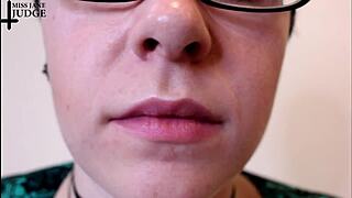 At the dinner PARTY, the blackmailed RETAINER BITCH faced strapon domination. Close up femdom with glasses led to pov cum instructions.