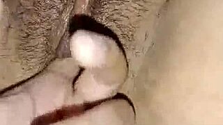 Hot girl fingered by boyfriend with oiled hairy pussy masturbation!