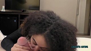 Kingsleys big tits blowjob cum in mouth handjob teasing.