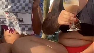 African Milf Exhibitionists Flashing on Beach Alone Wanting to Misbehave Without Husband Knowing