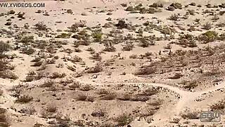 Getting caught giving outdoor public blowjob in a cave leads to intriguing couple cumshot action