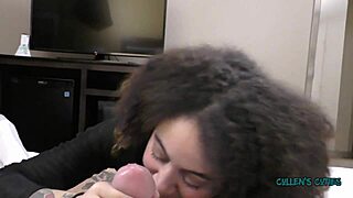 Kingsleys big tits blowjob cum in mouth handjob teasing.