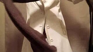 I strip tease sexy as french milf housewife in ripped clothes with buttplug