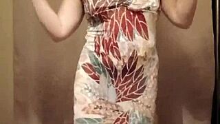 I strip tease sexy as french milf housewife in ripped clothes with buttplug