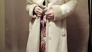 I strip tease sexy as french milf housewife in ripped clothes with buttplug