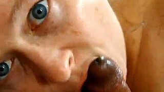 I'm watching my fat blonde wife take that big black cock in our live stream