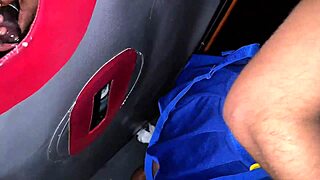 Blackmailed cute teen wife licks pussy at halloween gloryhole party. She takes creampie and swallows cum in swing house fantasy!