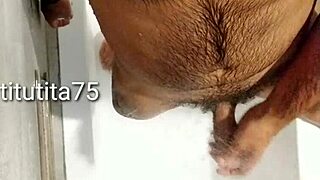 Naked shower before sex with big cock handjob in homemade Indian video 💦