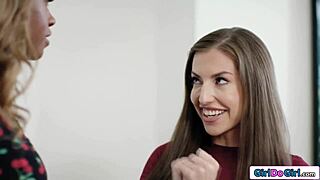 Straight girlfriends passionately licking eager lesbian recruiters' hairy pussies