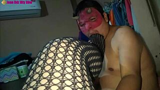 Lingerie and high heels combine with fishnets for a femdom footjob from the latina milf whore