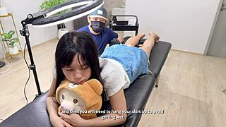 Cute asian girl bent over doggystyle by tattoo artist