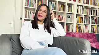 young cute venezuelan alice biancci with big natural tits gives deepthroat handjob and rides torbe until creampie