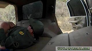 Naked hairy male cops handle stunning Mexican floozie Alejandra Leon with blowjob and cumshot facial outdoors