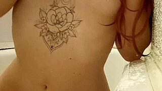 Redhead Teen 18+ With Tattoo Takes Intense Bath In Shower Scene
