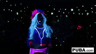 Two Hot Blondes Share Intense Halloween Lesbian Pussy Fucking Session