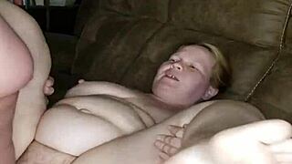 Damn, this moaning milf screams during creampie fucking sex in pink thong panties!