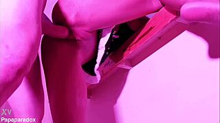 Exploring yoga workout with Asian Thai hotwife while husband focuses on videogames