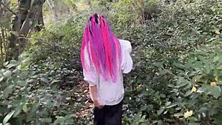 Rough Outdoor Forest Sex with Spanking and Squirting for Skinny Teen Girl