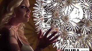 Blonde Babe in Retro Lingerie Teases with Big Tits Solo