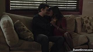 Hot ebony babe ana foxxx contrasts calm with crazy ride on lovers huge white dick