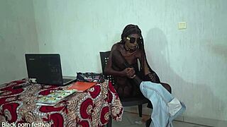 African Secretary Strips Naked for Boss After Forgetting Office Costume, Showing Skinny Body with Narrow Ass!