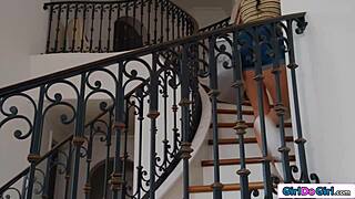 Blonde Milf Dominates Petite 18+ Brunette Maid with Strapon, 69, Fingering, Kissing, Licking Pussy in High Definition