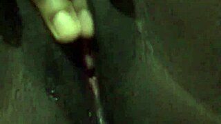 Black wet pussy hints at solo masturbation with creampie finish