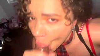 curly-haired nympho gets facial from flaxk after deepthroat blowjob and handjob
