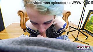 petite exotic coed raven rubs shaved pussy then sucks cock for facial cumshot in pov