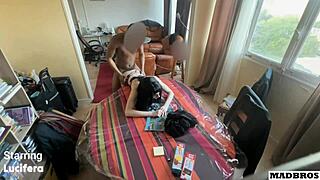 French goth girl contrasts cute looks with rough anal fucking by big black cock.