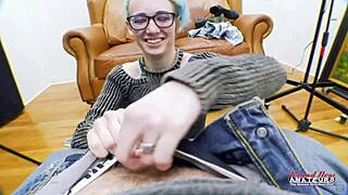 petite exotic coed raven rubs shaved pussy then sucks cock for facial cumshot in pov