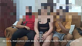 married woman tries two guys for the first time with anal cumshot and spitting jizz into cuckold husband's mouth