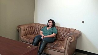 Mia Marks California College Student BBW with Big Tits and Ass in Solo Casting Interview on Sofa