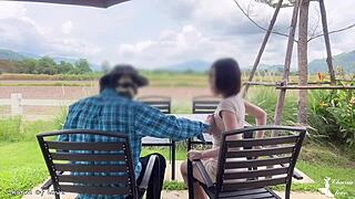 oh gosh, i mean the gardener and this beautiful lady out in the garden... they're like so cute together outdoors, y'know? it's all natural and skinny japanese vibe with some public fun!!