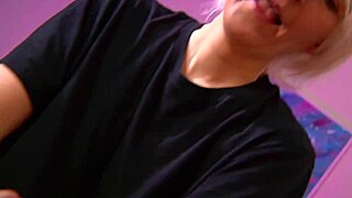 hey my cute blonde roommate girl with short hair gives an amazing handjob to my big cock until orgasm and cumshot