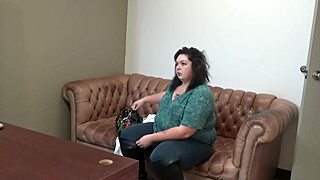 Mia Marks California College Student BBW with Big Tits and Ass in Solo Casting Interview on Sofa