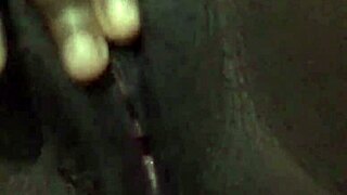 Black wet pussy hints at solo masturbation with creampie finish